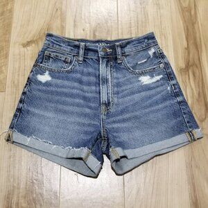 American Eagle Distressed Highest Rise 90s Boyfriend Denim Shorts 00 Womens 25x3